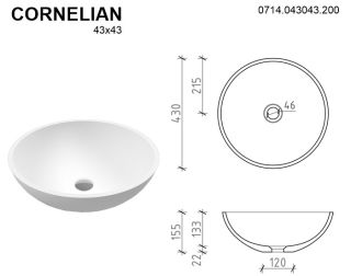 Раковина Whitecross Cornelian 0714.043043.200 43см белый матовый